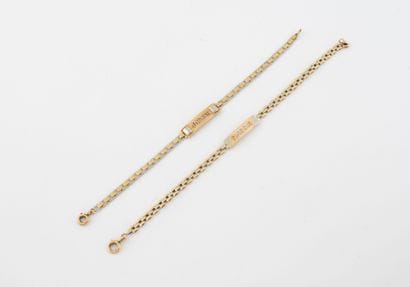 Two children's bracelets in yellow and white...