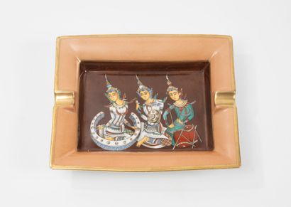 HERMES
Rectangular ashtray in polychrome...