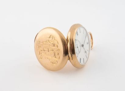 Yellow gold (750) gousset watch with ML numerals...