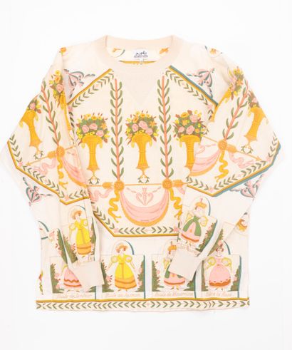 HERMES 
Cotton sweatshirt, bouquet print...