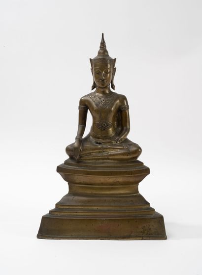 SIAM or THAILAND
Seated bronze Buddha in...