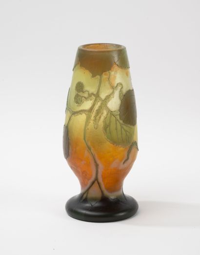 LEGRAS
Conical vase on foot.
Brown and green...