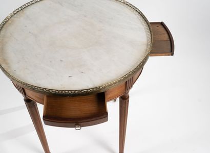 Table bouillotte circulaire en bois naturel...