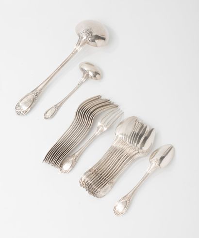 PUIFORCAT
Set of silver flatware (950) decorated...