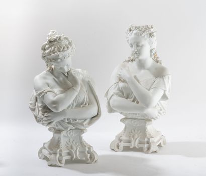 Late 19th century school
Pair of female busts.
-...
