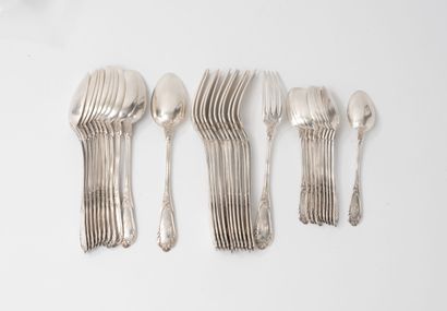 Henri SOUFFLOT
Set of silver flatware (950)...