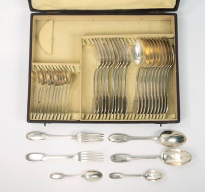 Part of a silver menagère (950), pearl pattern,...