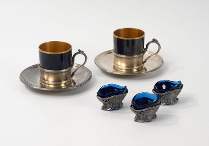 Set of silver mounts (950) including :
-...