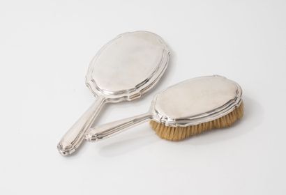 Part of a silver (950) toilet set with scalloped...