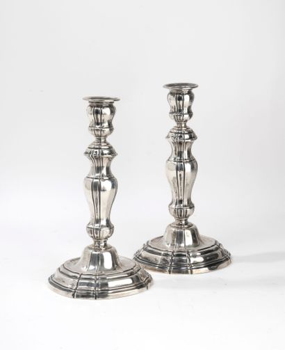 Pair of silver (950) ballasted torches in...