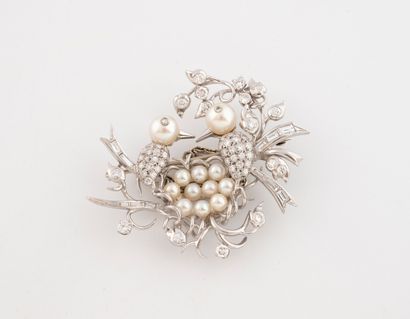 White gold (585) and platinum (850) brooch...