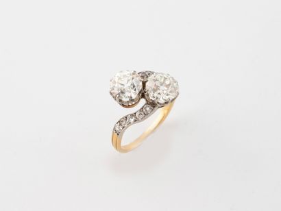 Toi et Moi ring in yellow gold (750) and...