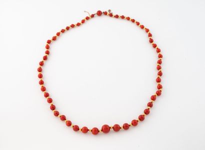 Necklace of gently tumbling red coral beads...