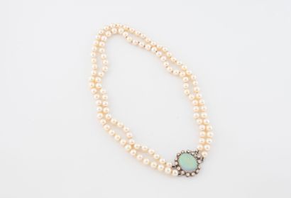 Two-row necklace of choker cultured pearls,...