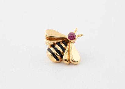 CARTIER
Black-enameled yellow gold (750)...