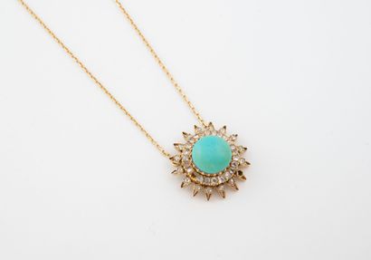 Yellow gold (750) necklace featuring a forçat...