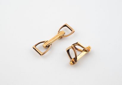 Pair of yellow gold (750) cufflinks with...