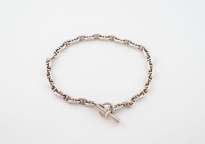 HERMES 
Silver anchor chain necklace (925).
Stick...