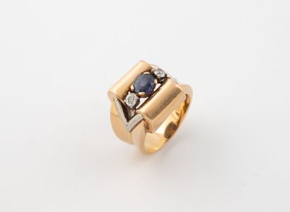Yellow gold (750) platinum (950) Tank ring...