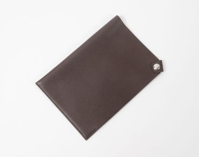 HERMES 
Togo chocolate calfskin briefcase...