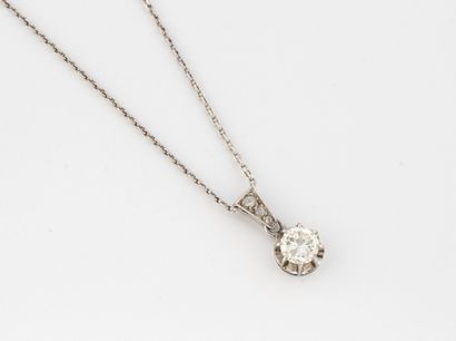 750 white gold gourmette chain with pendant...