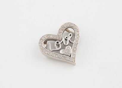 Love openwork heart pendant in white gold...