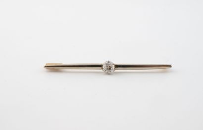 Barrette brooch in yellow gold (750) and...