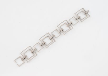 Bracelet in white gold (750) forming geometric...