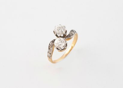 toi et moi ring in yellow gold (750) and...