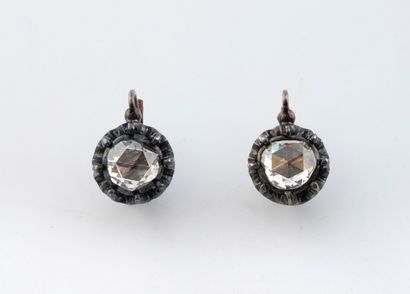 Pair of yellow gold (750) and silver (min.800)...