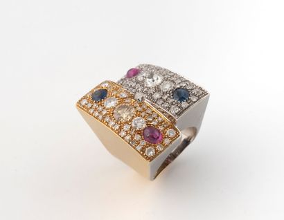An important cocktail ring in yellow and...