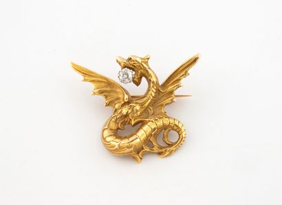 Pendant brooch in yellow gold (750) and platinum...
