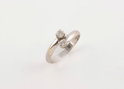toi et moi ring in white gold (750) set with...