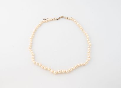 Necklace of white cultured pearls.
Engraved...