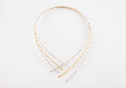 Yellow and white gold (750) choker necklace...