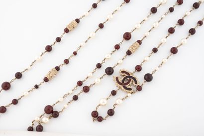 CHANEL
Gilded metal three-row long necklace,...