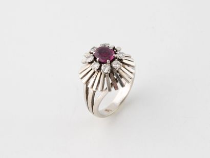 Bague en or gris (750) et platine (850),...