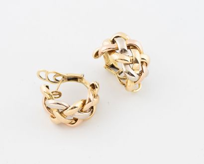Paire de boucles d'oreilles en or trois tons...