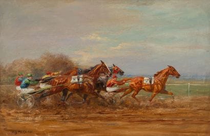 Eugène PECHAUBES (1890-1967) 
Horse race,...