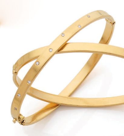 MELLERIO
Bracelet jonc plat ouvrant en or...