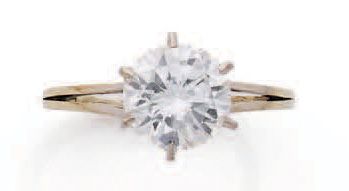 Bague solitaire en or gris (750) ornée d'un...