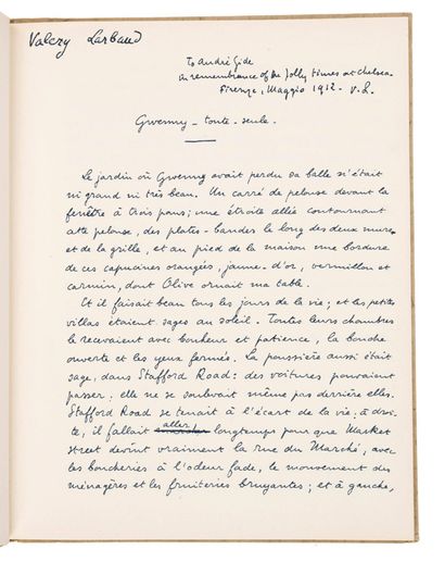 LARBAUD (Valéry)
Gwenny toute seule. Neuchâtel,...