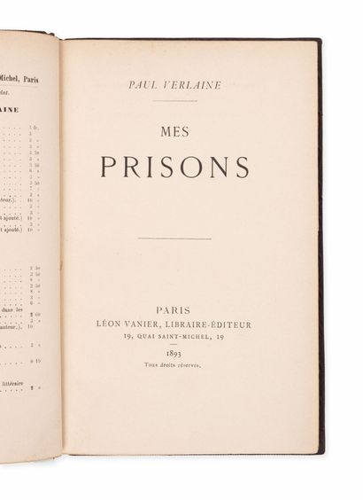VERLAINE (Paul)
Mes prisons. Paris, Vanier,...