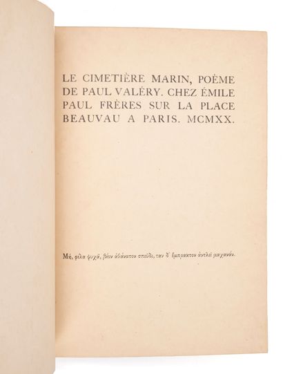 VALERY (Paul)
Le cimetière marin. Poem by...
