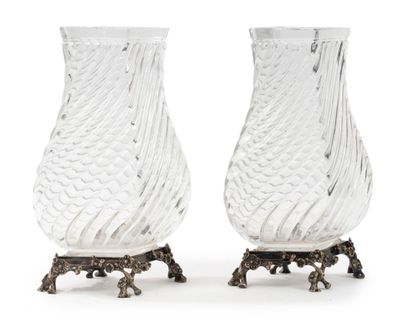 BACCARAT
Pair of pressed molded crystal vases...