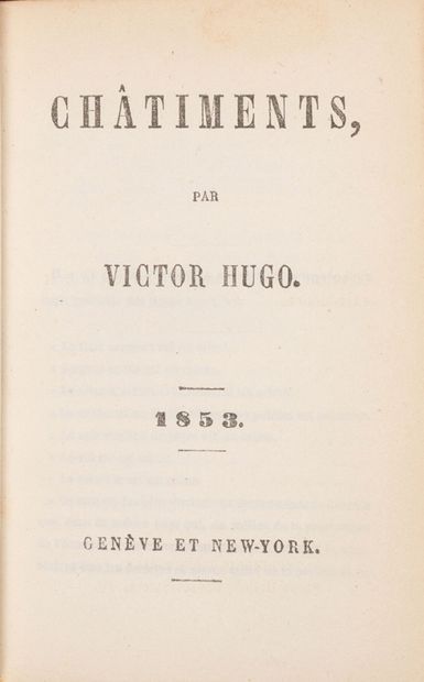 HUGO (Victor)
Châtiments. Genève et New-York,...