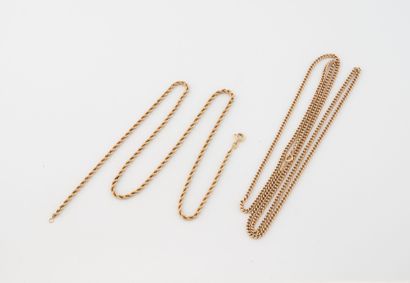 Set of two neck chains, one in yellow gold...