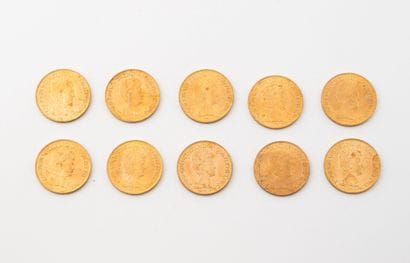 NETHERLANDS
Lot of ten 10 Ducats gold coins....