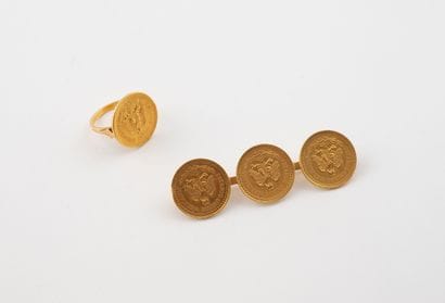 Lot comprising a yellow gold (750) barrette...