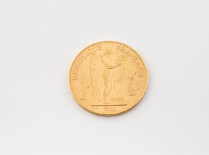 A 100 franc gold coin. 
Winged Genie. Paris...